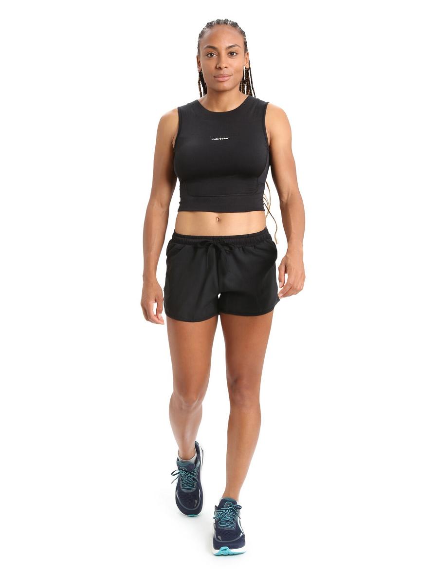 Women's Icebreaker ZoneKnit™ Merino Cropped Bra-Tank T Shirts Black | CA 1373XYUF